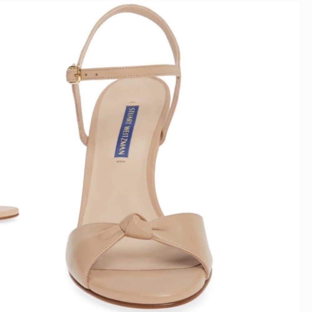 Stuart Weizmann nude pink wedge kitten heels